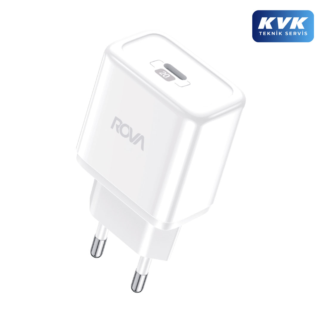 KVK TEKNİK SERVİS GARANTİLİ (1YIL) iPHONE Rova SB101L Pd Hızlı Şarj Başlığı 20W ve Type-C To Lightining (iPhone) Şarj Kablosu Set