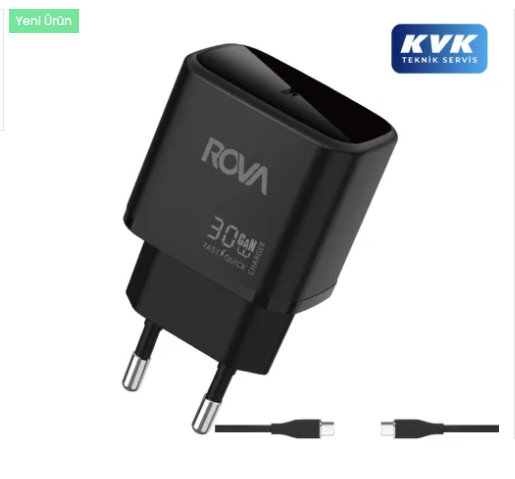 KVK TEKNİK SERVİS GARANTİLİ(1YIL)ROVA SB124T/ 30W TYPE-C HIZLI ŞARJ SETİ ROVA SB124T