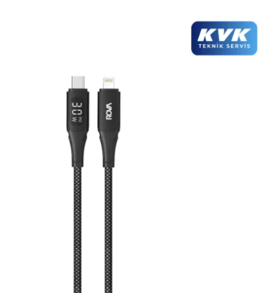 KVK TEKNİK SERVİS GARANTİLİ(1YIL) ROVA KB225/30W TYPE-C TO LIGHTNING HIZLI ŞARJ VE DATA KABLOSU/KIRILMA ÖNLEYİCİ METAL BAŞLIK+ÖRGÜ SARGI