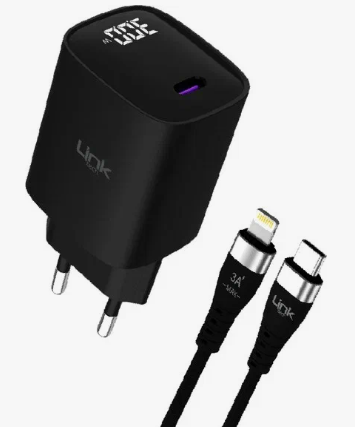 KVK TEKNİK SERVİS GARANTLİ(1YİIL) Linktech G848 Premium 30W QC4.0 GaN Lightning Kablolu Şarj Aleti Set